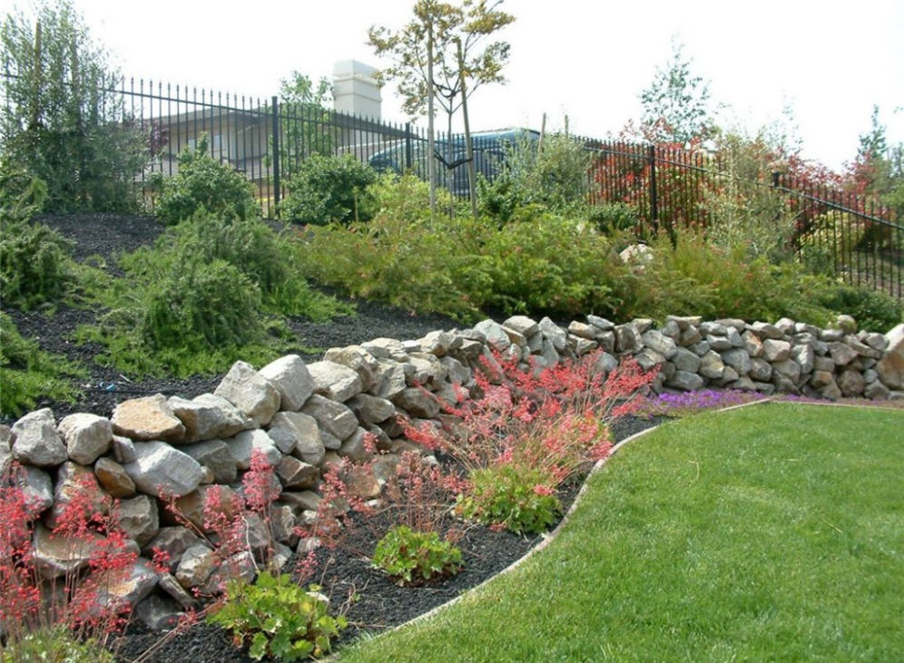 Boulder Wall and Heuchera