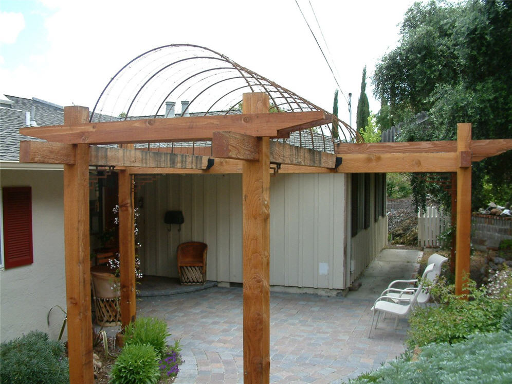 Wood Trellis and Rebar Arches